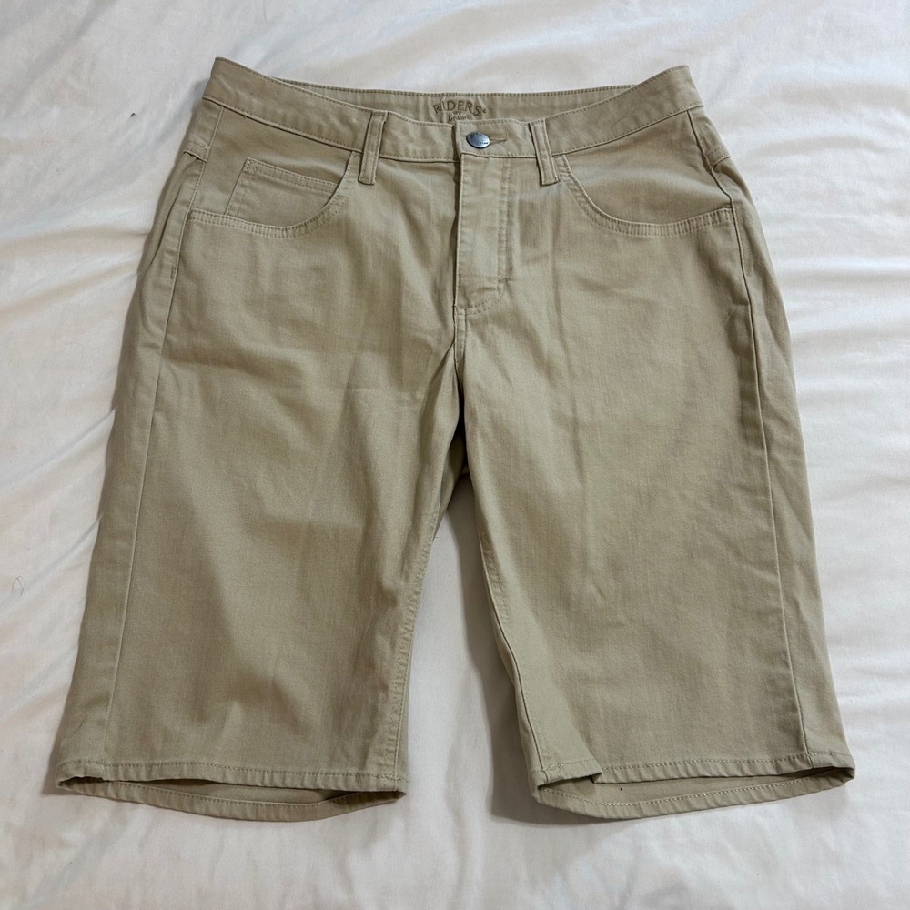 Riders by‎ Lee Womens Khaki Bermuda Shorts Tan Stretch Size 10M 14625L3